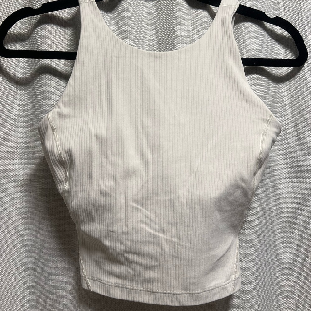 Lululemon White Ribbed Align High Neck Tank